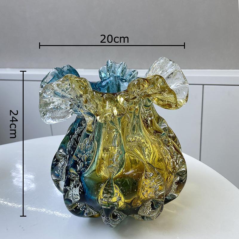 Colorful Flower Edge Glass Vase Hydroponics Plant Pots Table Decoration Flowers Arrangement Floral Vase Room Aesthetic Decor