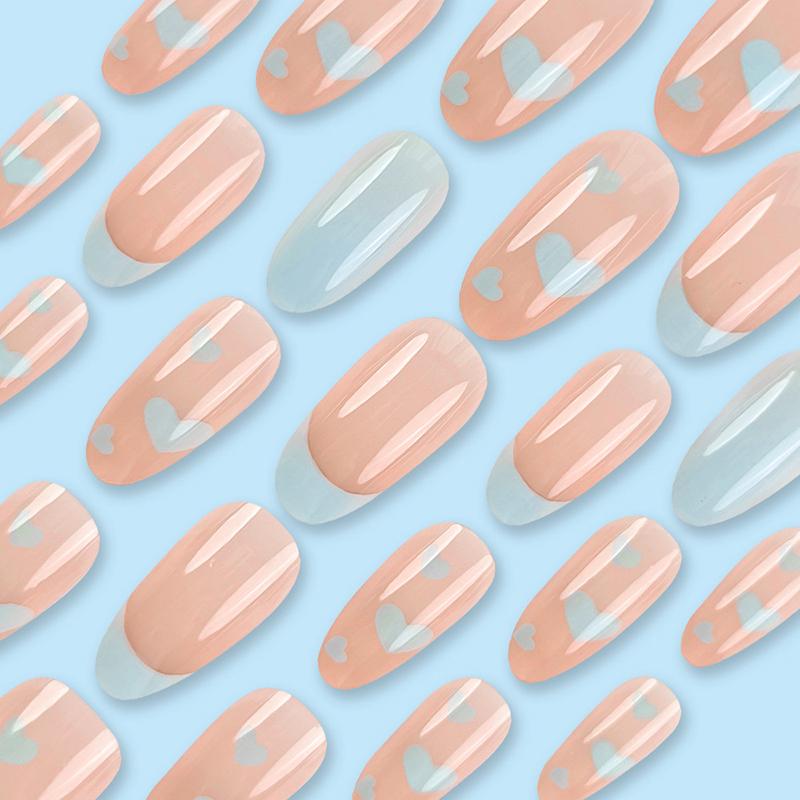 

24 шт. Накладные ногти с термонаклейкой, Искусство, Полное покрытие, Искусственные длинные типсы, Носимые