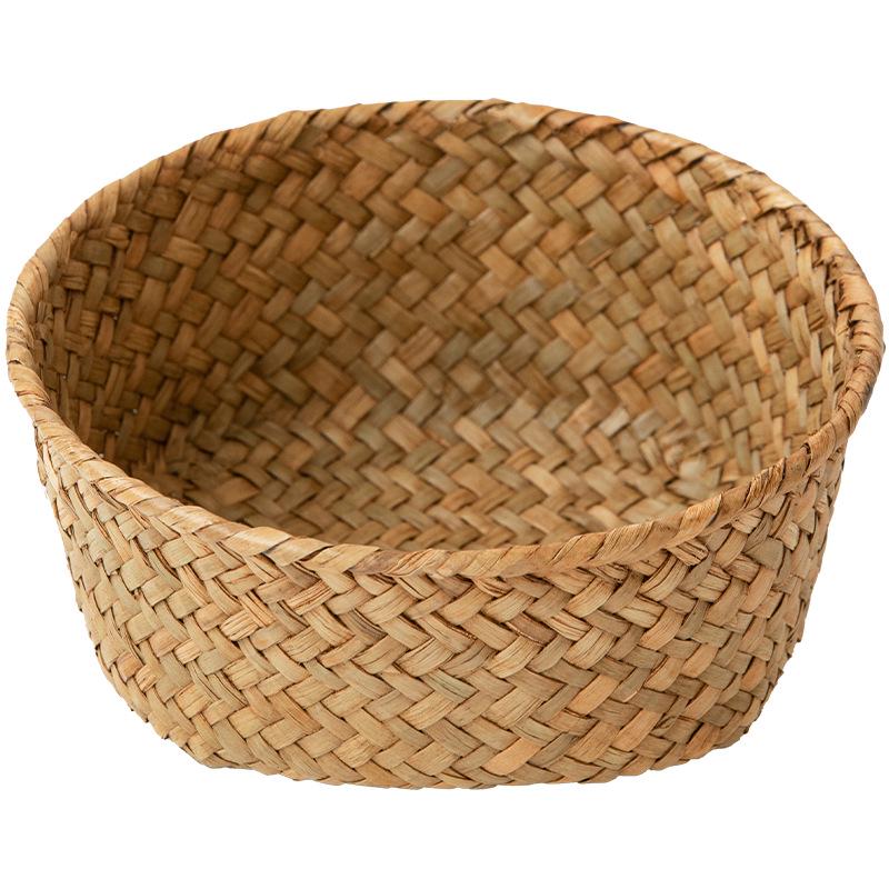 Natural Seaweed Woven Storage Basket for Kitchen & Entryway