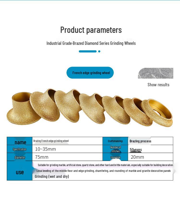 French Edge Diamond Grinding Wheel for Marble and Quartz Tile Rounding