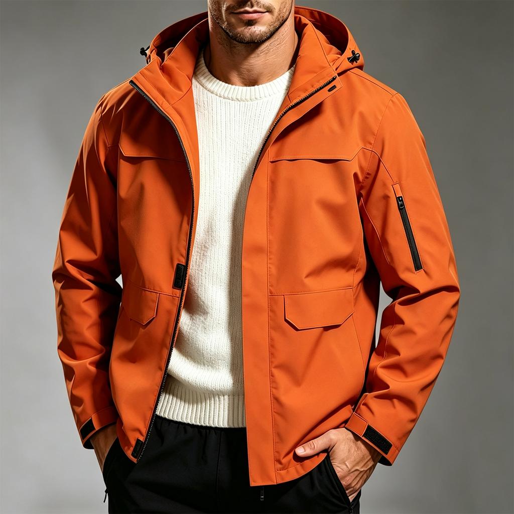 Men's Windproof Breathable Hiking Jacket for Spring and Fall Outdoor Adventures