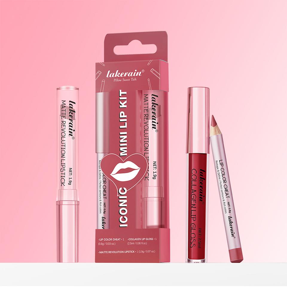 Combo Labbra Rossetto Opaco + Matita Labbra Set Lucidalabbra Idratante Opaco Impermeabile Lunga Durata Set Rossetto Labbra Set Trucco Labbra