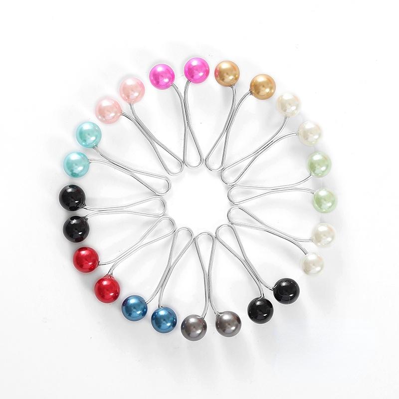 12Pcs/Lot Anti Slip Brooch Headscarf Shawl Scarf Lady Muslim Fixed Pins Scarf Hijab Clips Pearl Stylish Brooch for Women Jewelry