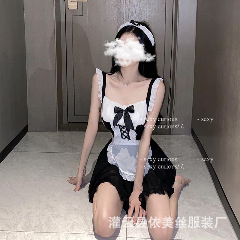 Maid outfit sexy female sexy uniform seduction transparent small chest passion suit