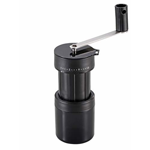 CAPTAIN STAG UW-3540 Portable Coffee Mill with 13 Adjustable Grinding Levels, Black, and Storage Case