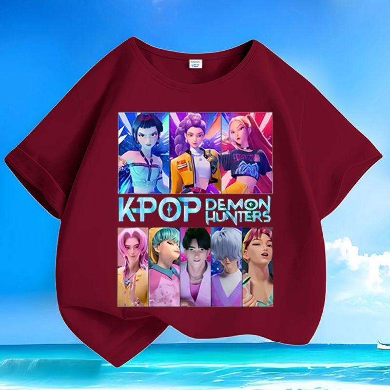

Boys and Girls Fashionable Demon-hunting Girl Group Boys Group Shirt, Summer Children s Loose Pure Cotton T-shirt 160