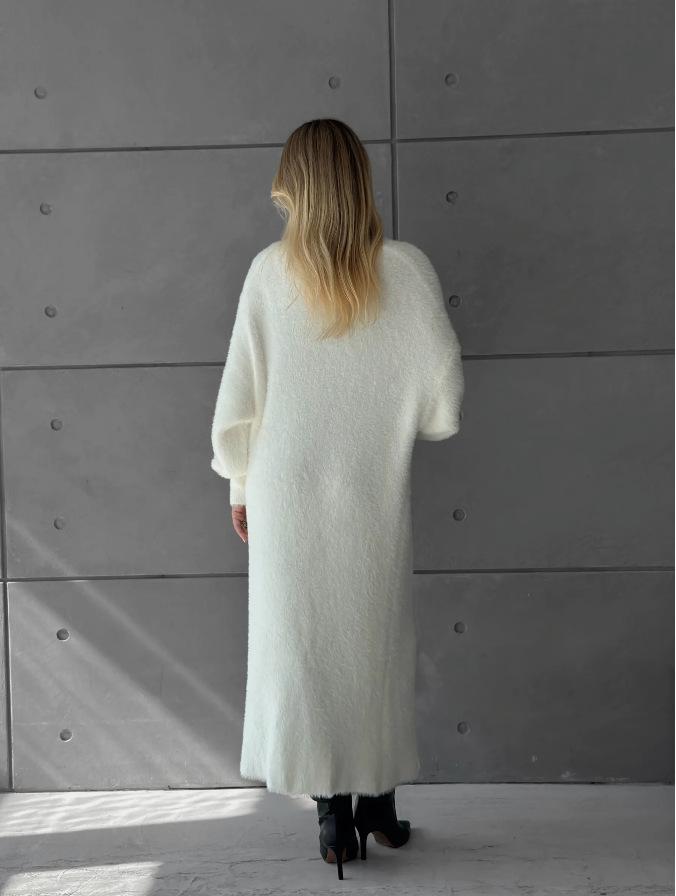 

Жіночий наддовгий кардиган з штучного норкового оксамиту - Осінньо-зимовий вільний крій, товстий в язаний светр-пальто для лінивого, шикарного стилю One Size