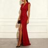 Women’s V Neck Sleeveless Maxi Dress Waist Cinched Slit Party Gown Evening Formal Dress Elegant Long Dress for Special Occasions