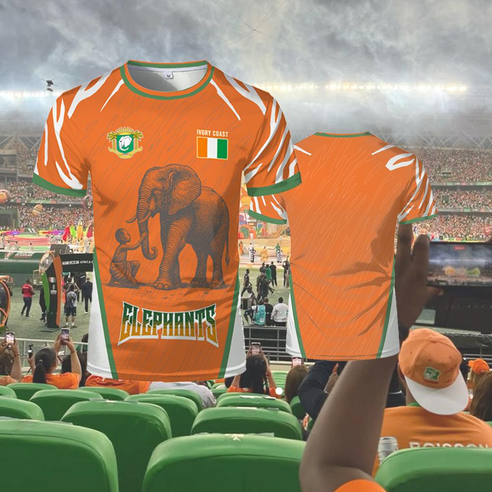 Baibao QIQI 2025 Nieuw Ivoorkust Thema T-shirt Outdoor Sport Ademend Sneldrogend Jersey Unisex Afrika Cup of Nations Fan Jersey XXXL