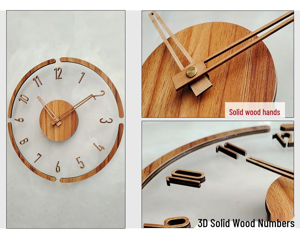 Transparent Creative Wall Clock for Living Room - Decorative Home Clock with Numbers