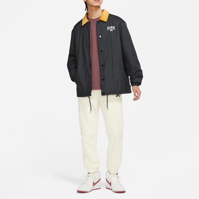 Nike Sb Logo Casual Skateboarding Collared Jacket Men Outerwear Black DM0871-010