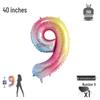 Korean Rainbow Gradient Number Balloon for Kids' First Birthday Decoration