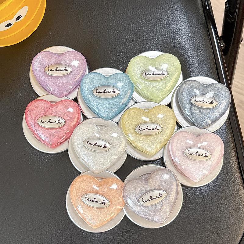 Little Fresh Girl Heart-Shaped Mobile Phone Airbag Bracket Magnetic Glitter Magsafe Ring Desktop Watching Drama Lazy