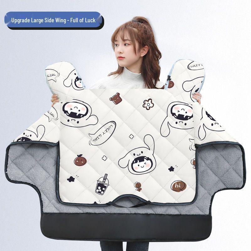 Fleece-Lined Waterproof Winter Windshield for Electric Motorcycles with Cartoon Design