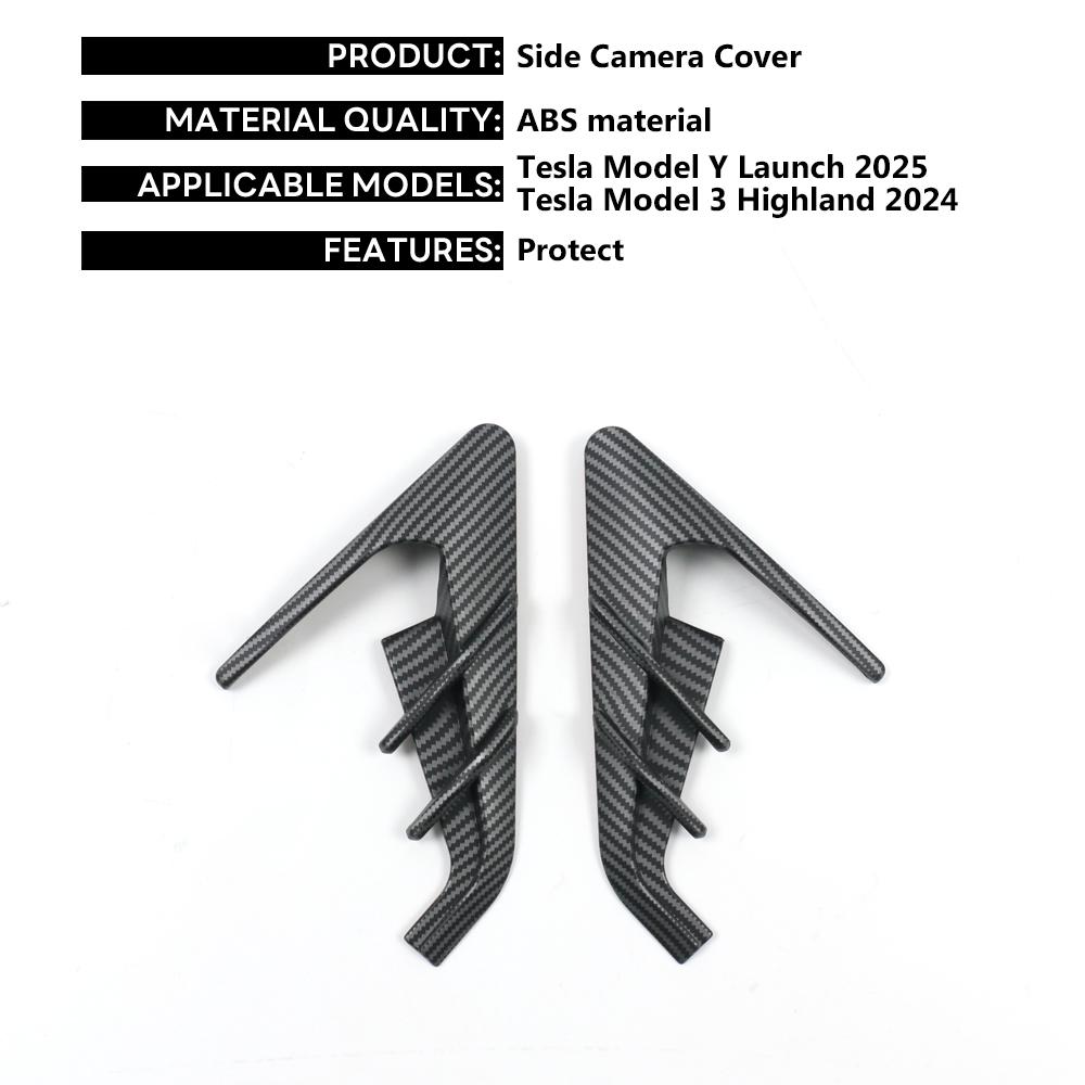 2pcs Side Camera Cover for Tesla New Model Y Juniper 2025 Launch Model 3 Highland 2024 HW4.0 Leaf Board Dash Cam Protective