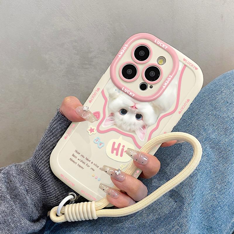 

Милые котики для девочек Подходит для чехла для мобильного телефона Apple 16promax IPhone 15pro со шнурком 14 Новая модель iPhone 12 Pro
