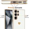 Coque Silicone - Samsung - Galaxy S24 Ultra - Blanc - Motif Cœur - Souple TPU avec 2 Verres Trempés