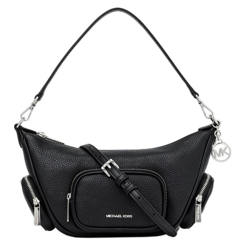 MICHAEL KORS MERRITT Silver Hardware Cowhide Shoulder Bag Small Women s Black чёрный