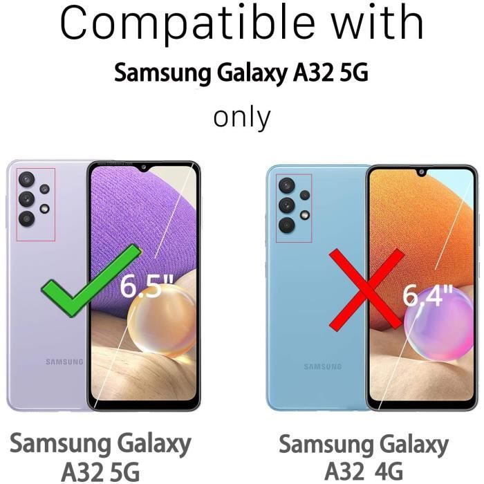 Skal - Samsung - Galaxy A32 5G - Silikon TPU - 2 Stycken Härdat Glas - Stötsäkert - Svart