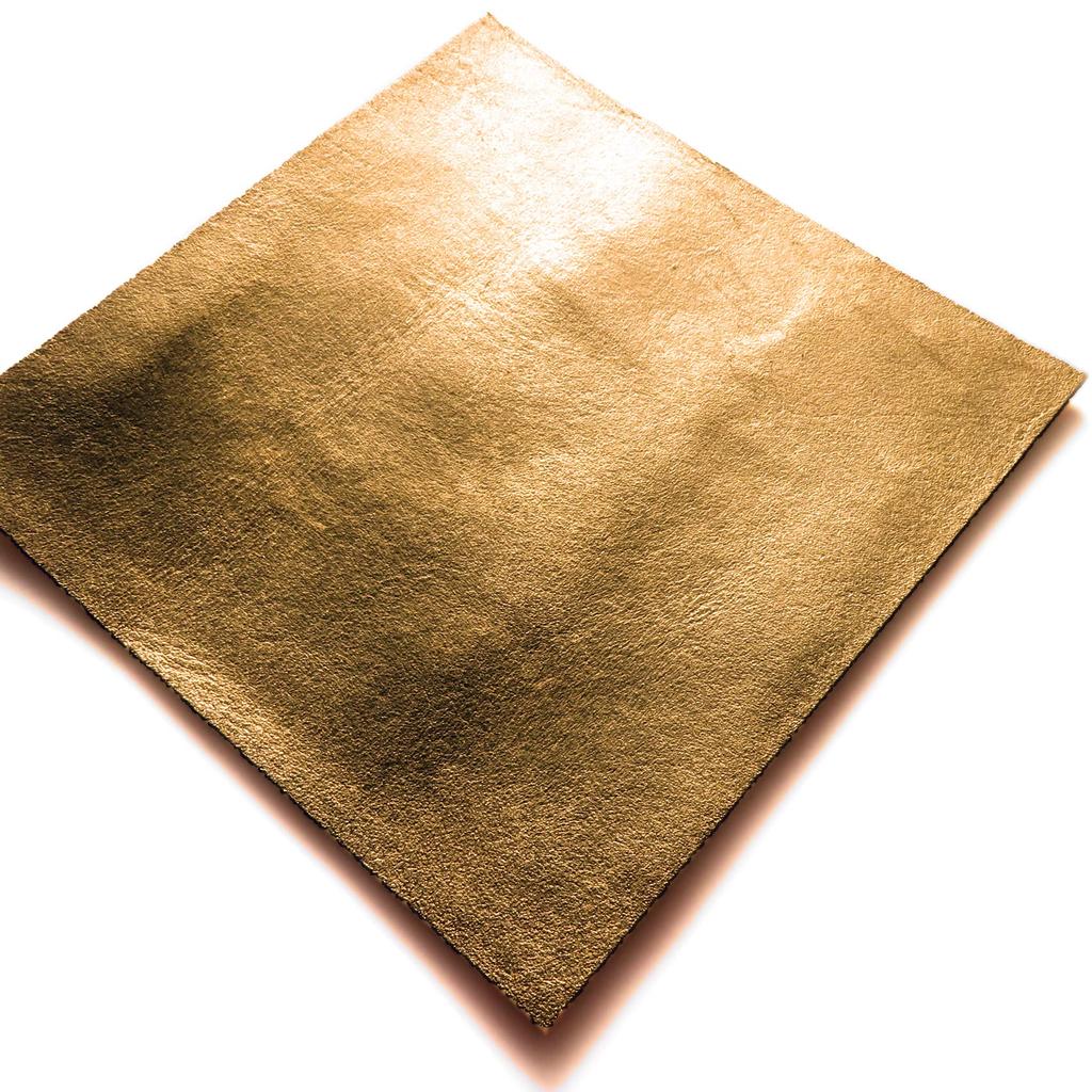 24K Gold Leather 2mm 10cm 1 [KAZARIHAKU LEATHER] Leaf-Coated (Cowhide, Thick, Square, Piece)