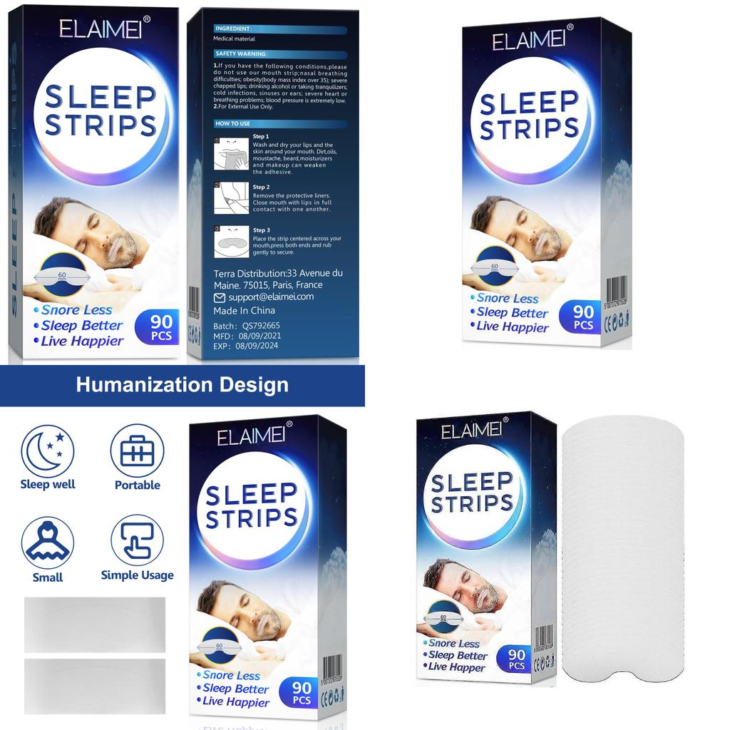 Elimei Sleep Tape Antisnoring Closure Patch With Breathable Material For Restful Sleep