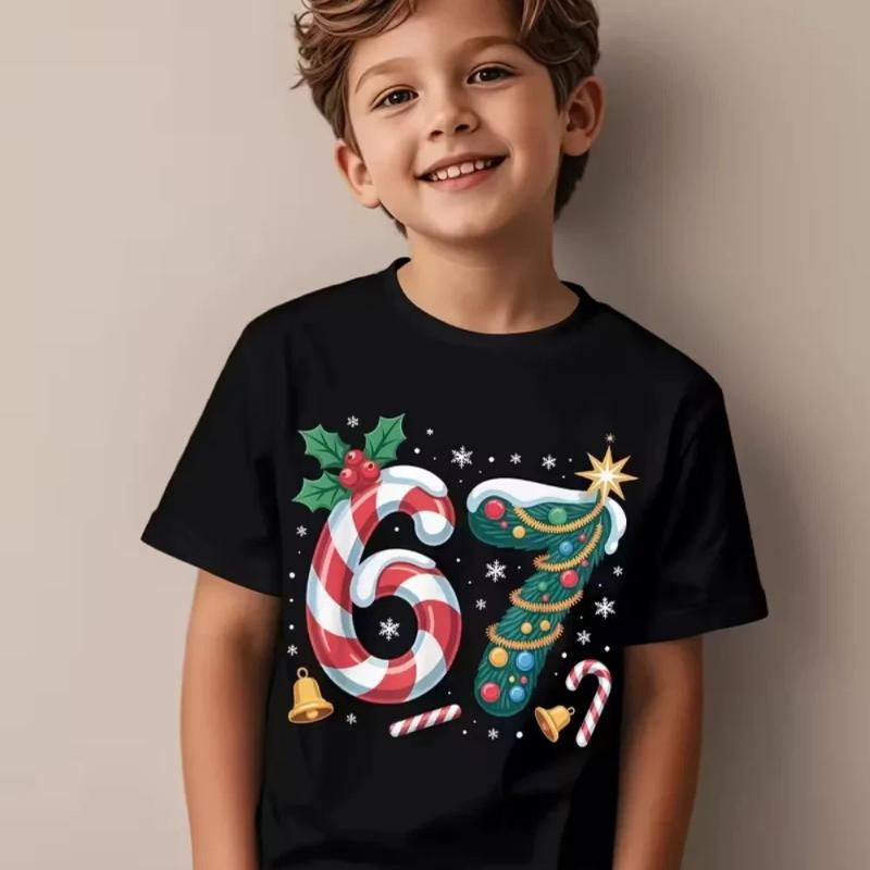 Kids Fun Digital Summer Short Sleeve T-Shirt Cotton Loose Comfortable Top Street Fashion Casual Trendy