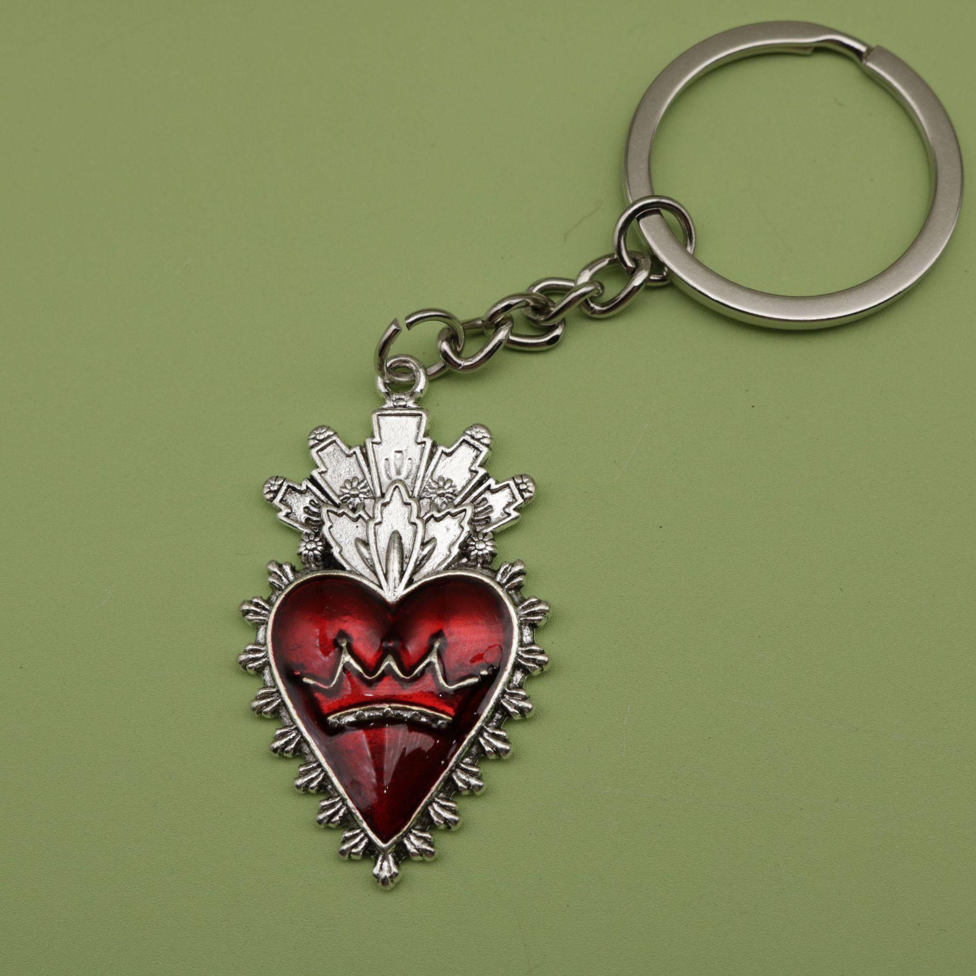 Gothic Peach Heart Wings Keychain Ornaments