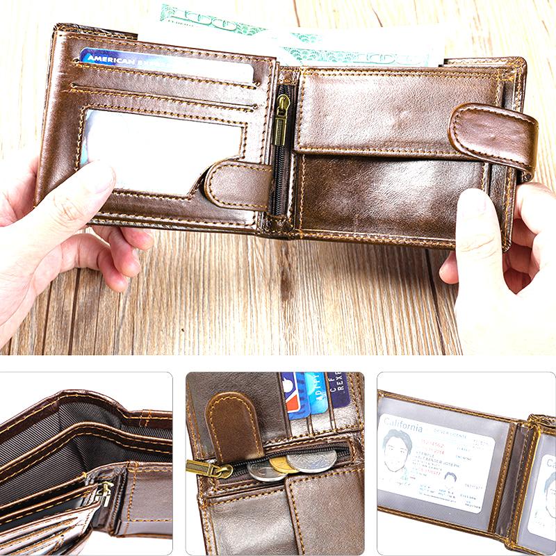 Pánská kožená peněženka s klipem na mince, evropská a americká móda, multifunkční, první vrstva, hovězí kůže, obchodní retro