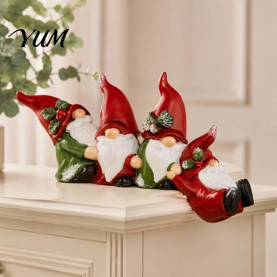 Indoor Festive Window Displays Christmas Table Edge Sitter Figurine, Tug of War Hanging Character Decor, Snowman Cute Winter Home Decor Gnome