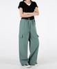UMM Women'S Rustling Wide Cargo Elastic Waist Pants Adjustable Hem 3 Colors