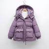 Down jacket women's winter fashion waist thin small warm thickened hooded jacket