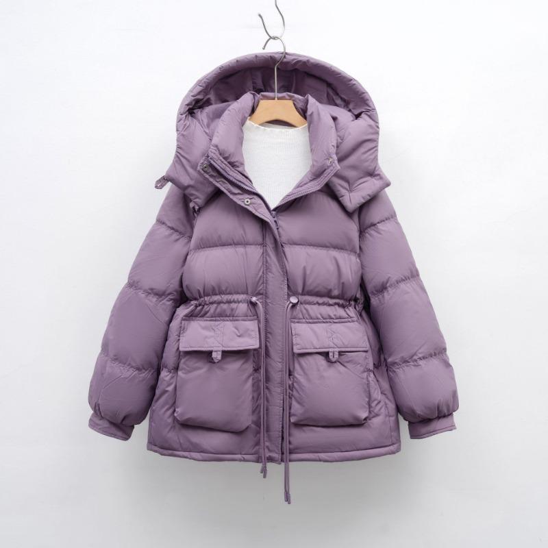 Down jacket women's winter fashion waist thin small warm thickened hooded jacket