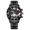 Men's Luminous Quartz Sports Watch with Steel Strap and Calendar