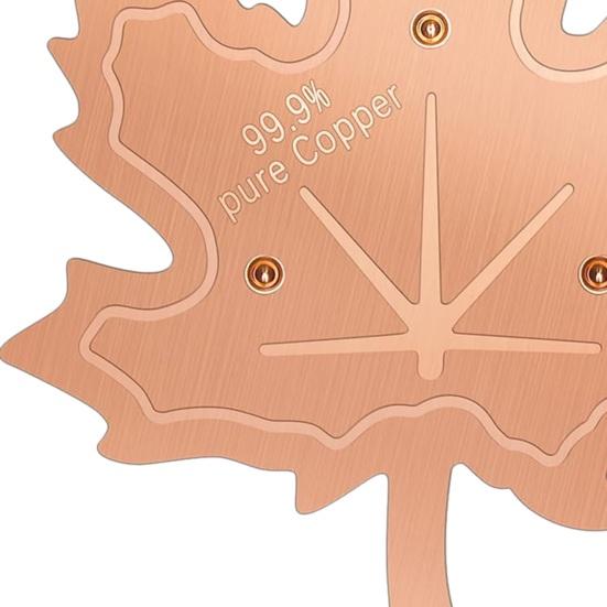 0.9999 Pure Copper Bird Bath Disk 0.6mm Thick Water Cleaner with Triple-Point Support All-Season Maple Leaf Shaped Bird Bath Purification