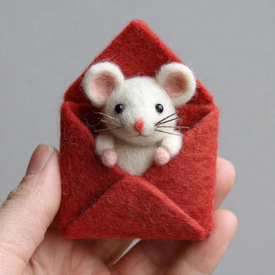 Handmade Felt Mouse Plush Toy Cute Animal Ornament Soft Charming Home Decor Unique Gift for Collectors