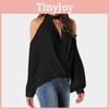 Elegant Women Cold Shoulder Chocker V Neck Summer Top With Delicate Lace Fabric And Flattering Fit