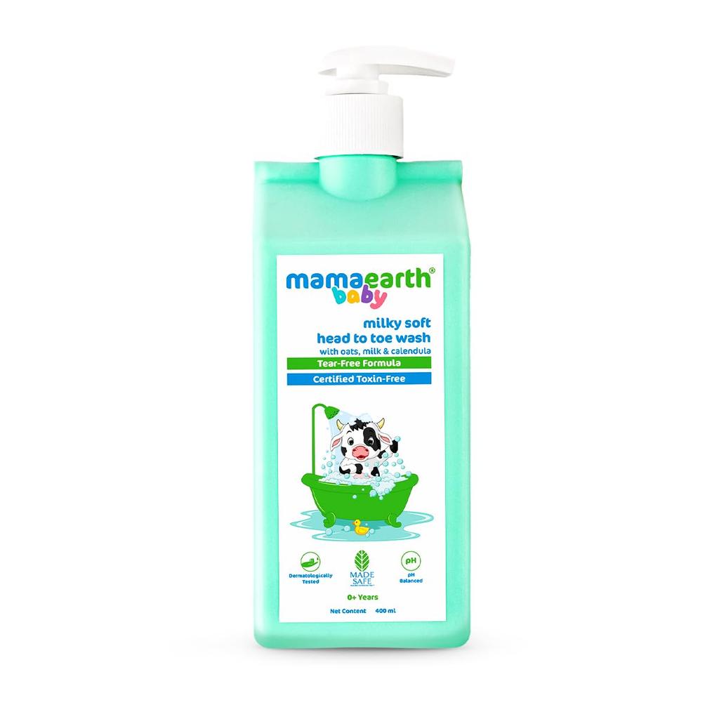 Mamaearth Milky Soft Baby Wash & Shampoo 400ml – 2-in-1 Tear-Free Body Wash With Oats Milk Calendula for Gentle Moisturizing
