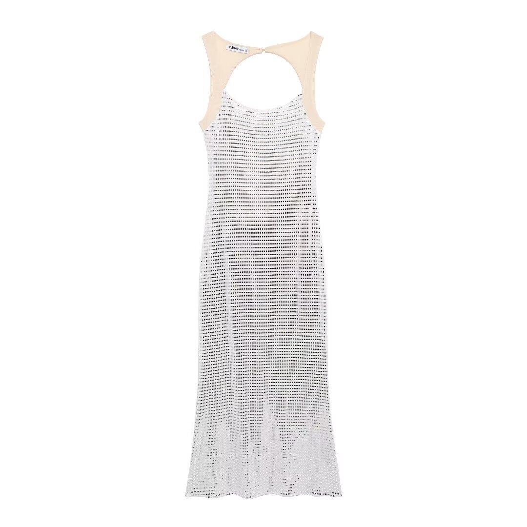 

2024 Winter Sequin Slimming Spaghetti Strap Evening Dress for Women Small серебряный