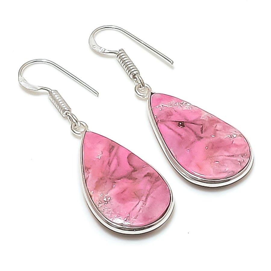 Natural Cobalt Gemstone Handmade 925 Sterling Silver Earring 1.77" AE-11484