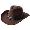 Dark purple Cowboy Hat New Jazz Knight hat cowboy hat monochrome felt hat men's and women's large brim outdoor hat