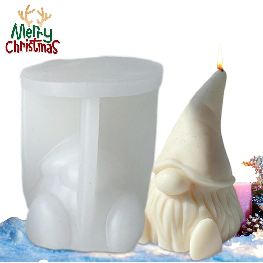1pcs Santa Dwarf Candle Silicone Mold 3D Faceless Santa Claus Candle Plaster Soap Resin Craft Mold Christmas Gift Making Tool
