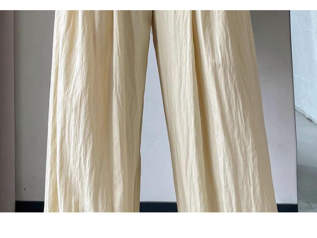 Ice Silk Women's High-Waist Wide Leg Pants - Summer 2025, Thin Apricot Drapey Style