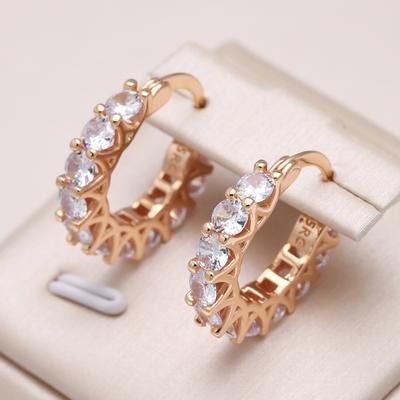 Hochwertige Zirkonia Damen Creolen Trend Roségoldene Farbe Mädchen Accessoires Alltagstauglicher Modeschmuck