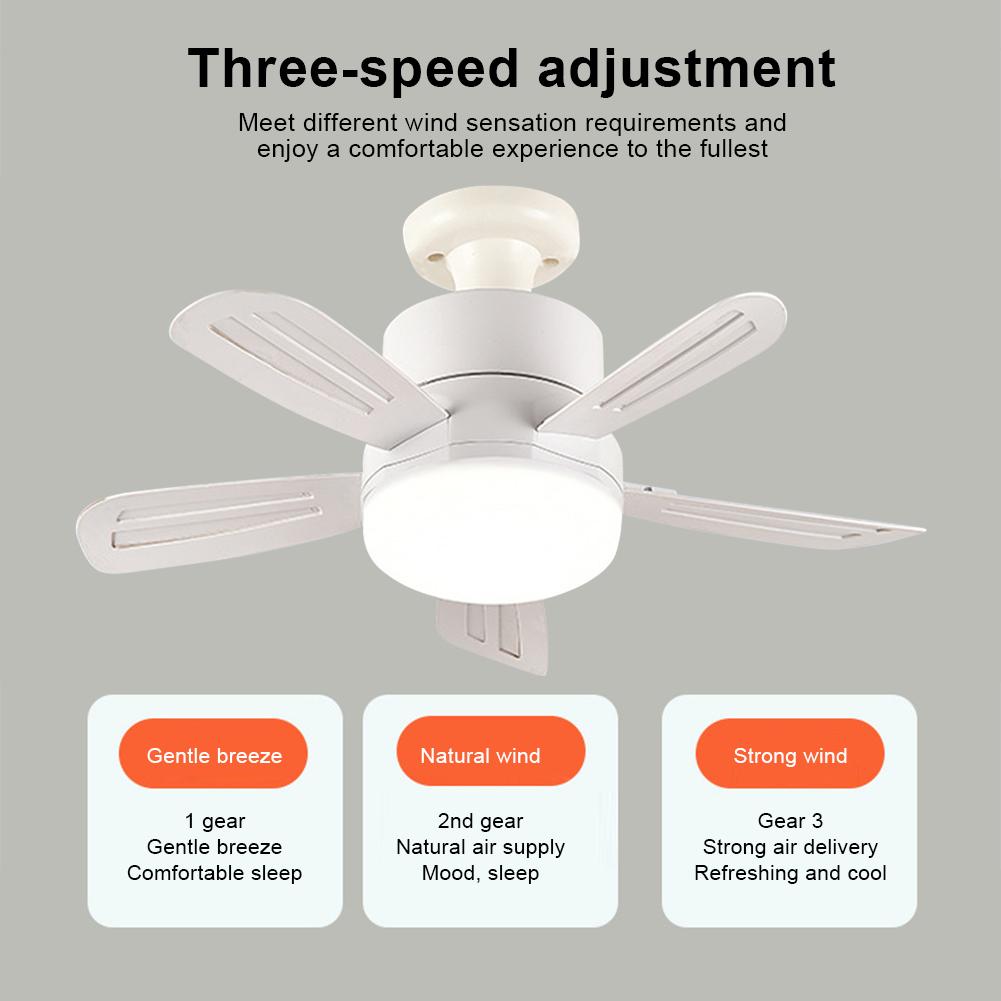 Socket LED Fan Light 3 Speed Socket Ceiling Fan E27 Base with Remote with Lighting Light Bulb Fan for Bedroom Kitchen Home Room