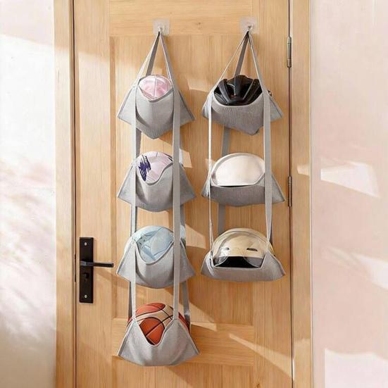 Over The Door Ball Organizer Hanging Storage Bag Over The Door 3 or 4 Tiers Hanging Mesh Bag for Basketballs Stuffed Animals Garage Kids Room Nursery