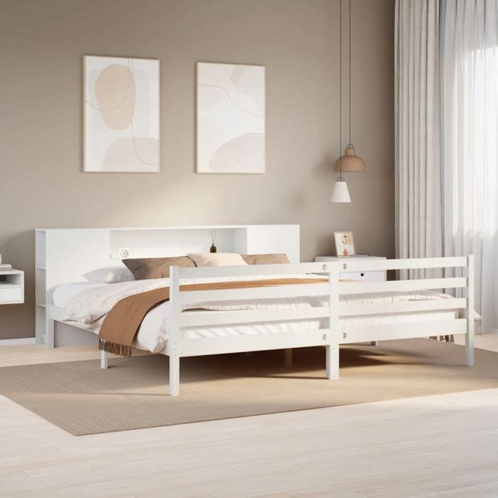 VidaXL Bunk Bed Frame Without Mattress White 180x200 Cm Solid Pine Wood 3321859