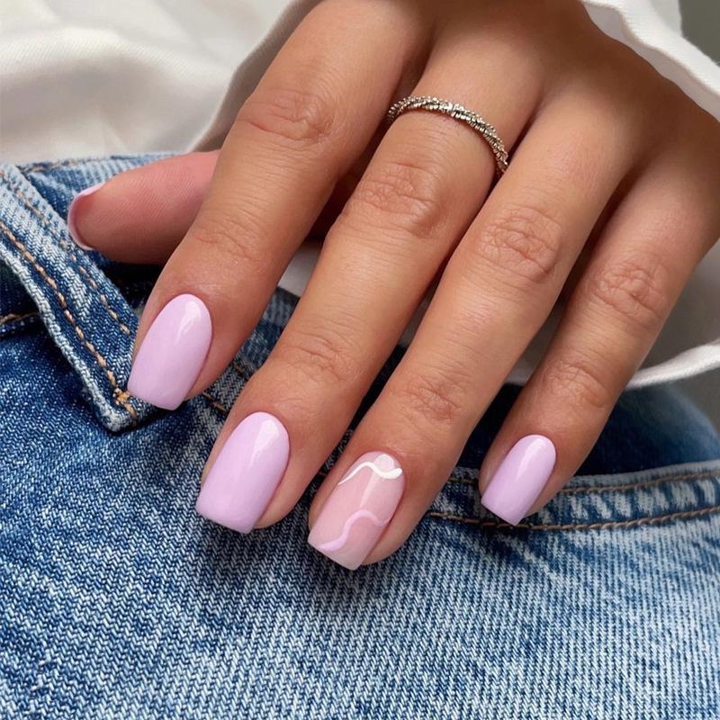 Europäische und amerikanische Gradient Pfirsichblüten Ballett Kurze Nagelspitzen