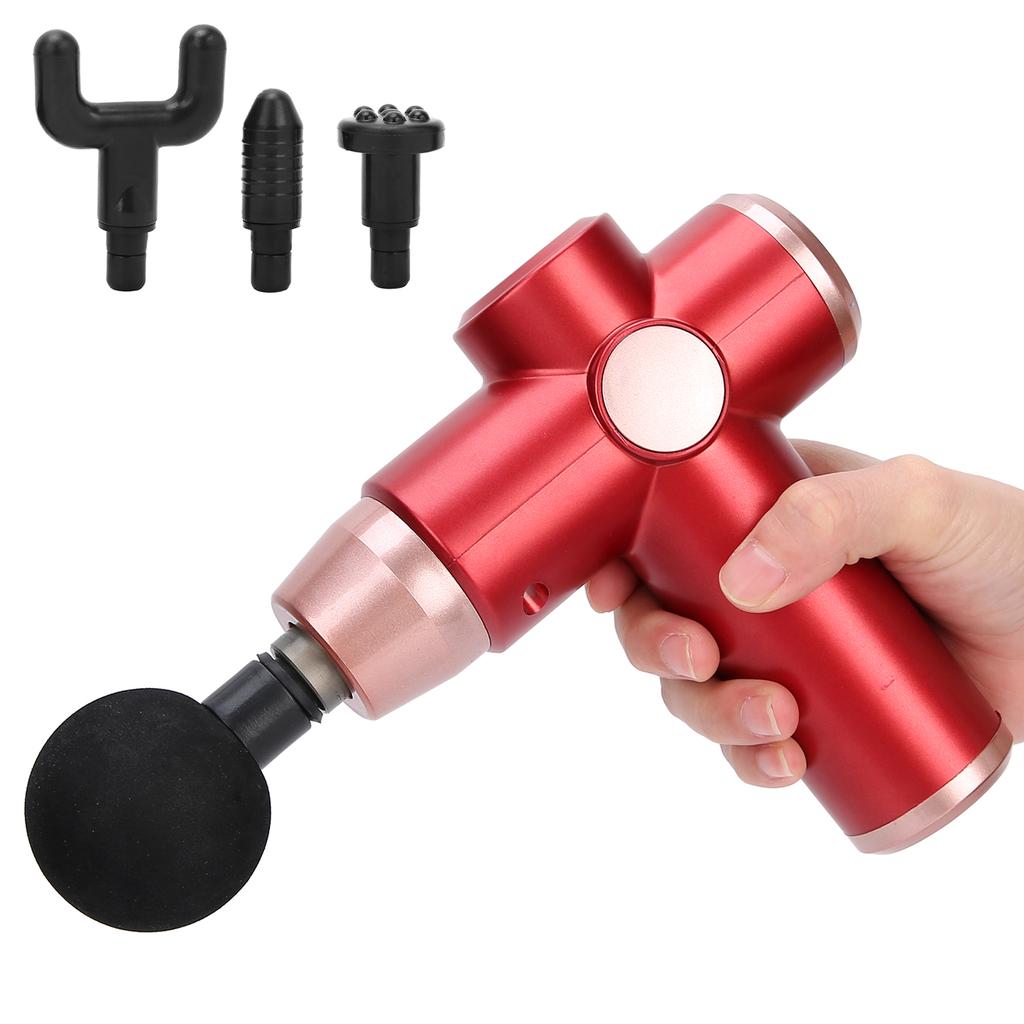 Muscle Relaxation Massager Electric Fitness Muscle Massager with 4 Massage Heads (Red)