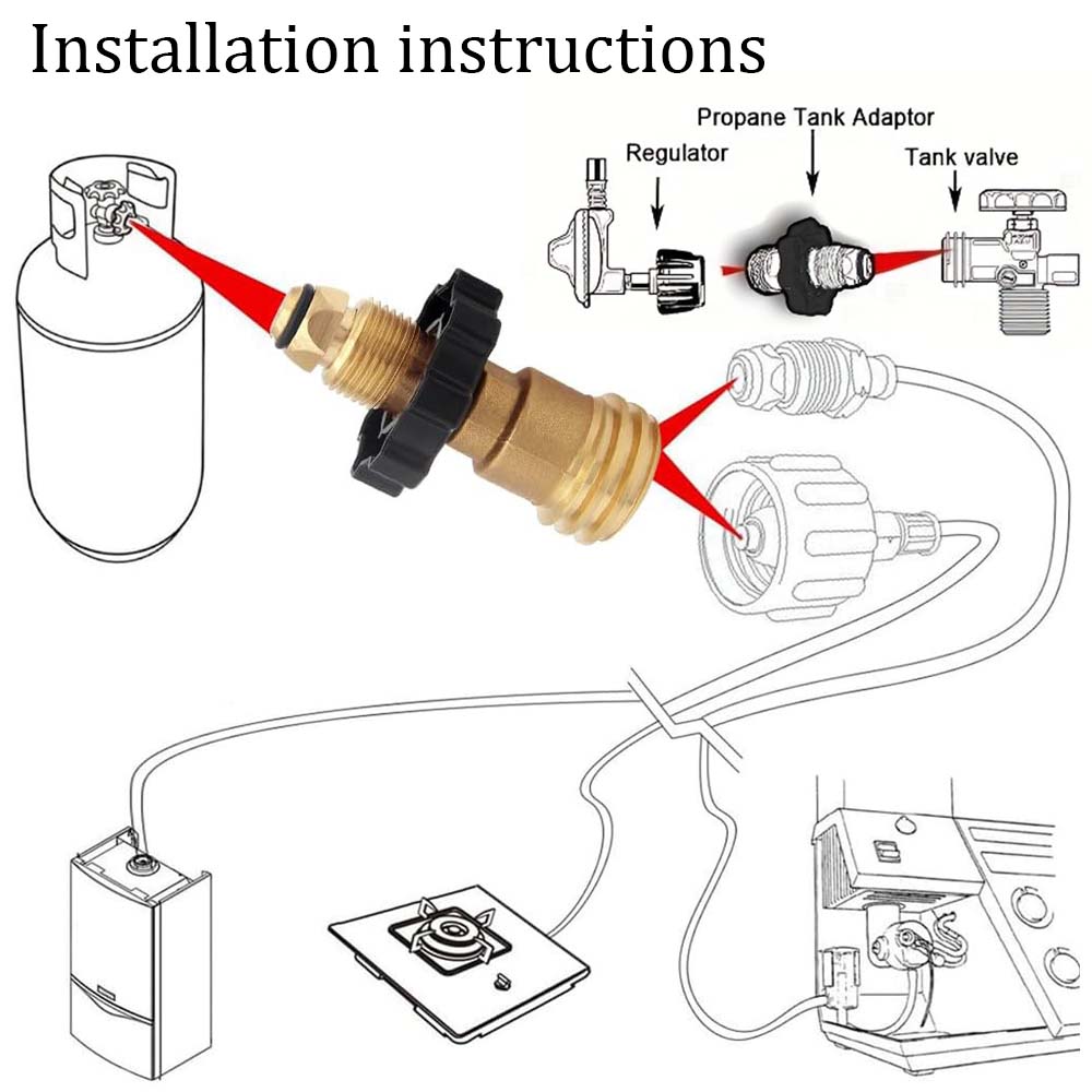 Propane POL To QCC1 Type1 Tank Adapter Solid Brass Handheld Gas Cylinder Converter For BBQ Camping Stove Heater Fire Pit