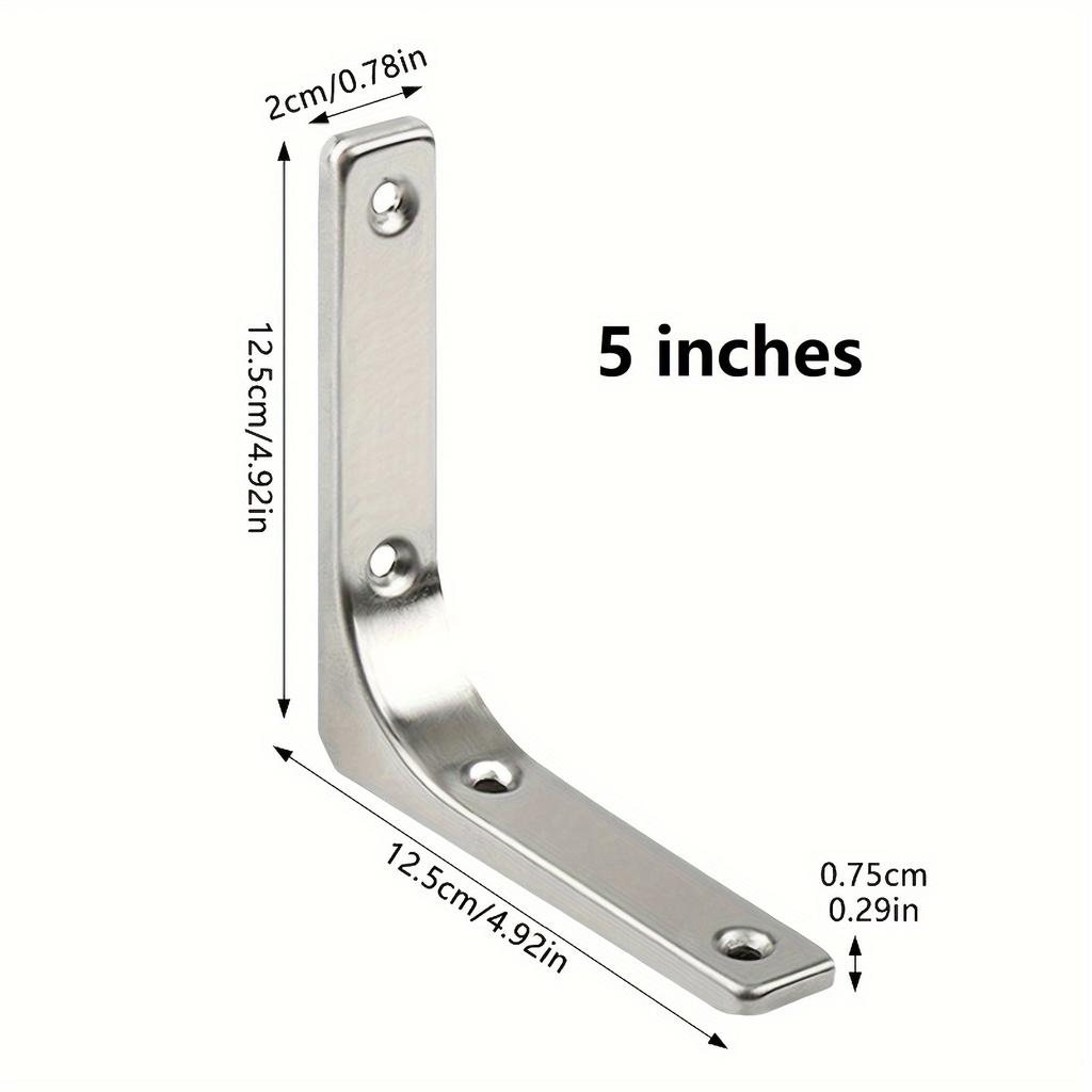 Heavy-Duty Stainless Steel Tripod Bracket - Adjustable Height, Polished Surface,  Suitable for Wall Mounted Shelves